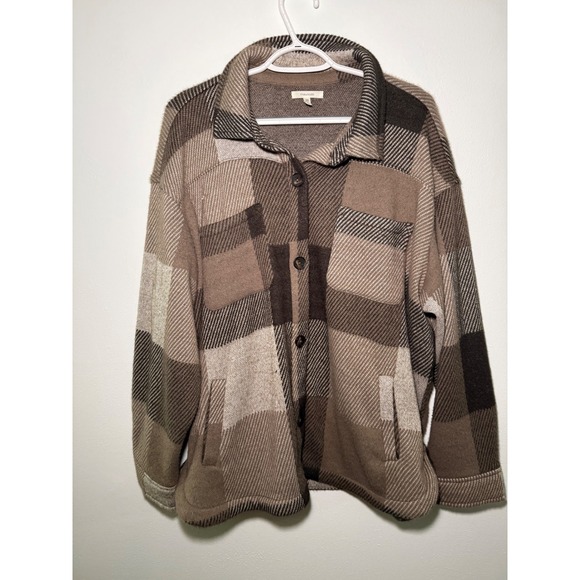 Maurices Tops - Maurices Plaid Patchwork Shacket Shirt Jacket Button Up Oversized Womens 1X